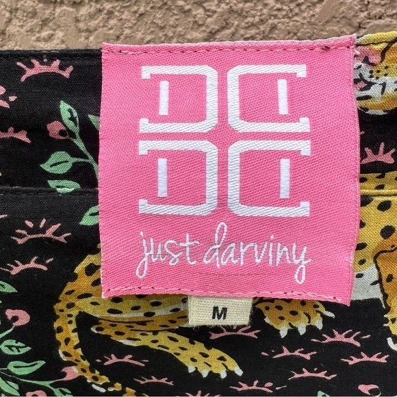 Just‎ Darviny Jungle Safari Tiger Animal Print Mini Dress Floral Tiered Medium - Picture 9 of 14